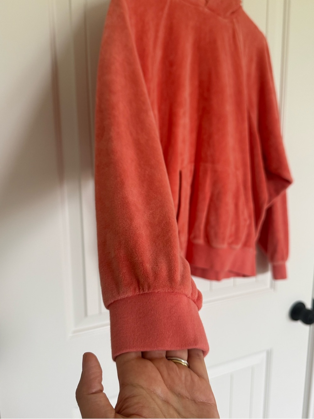 Fear of God Essentials Coral Velour Hoodie Oversized Raglan Streetwear Medium - Picture 3 of 10